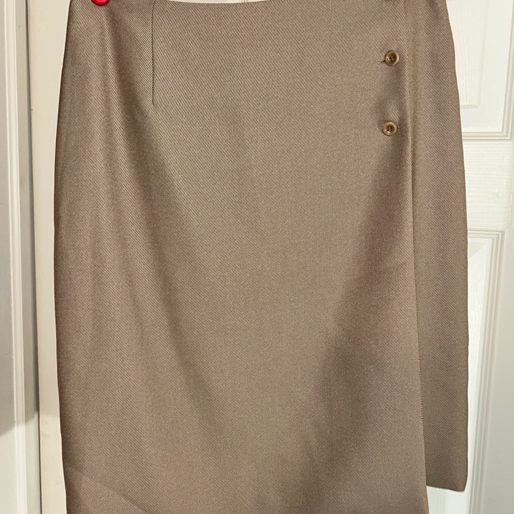 Alfani Taupe Wrap Skirt with Button Detail